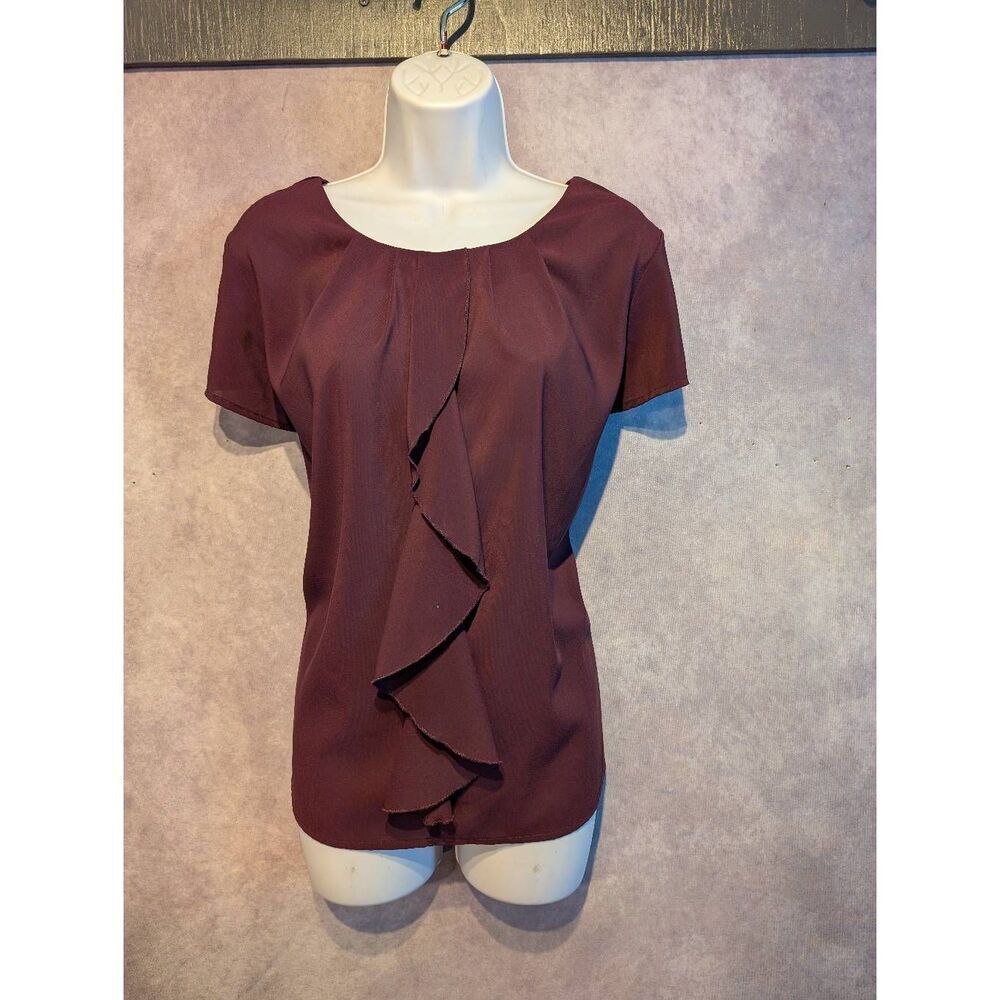 Covington ruffled semi sheer blouse size XL